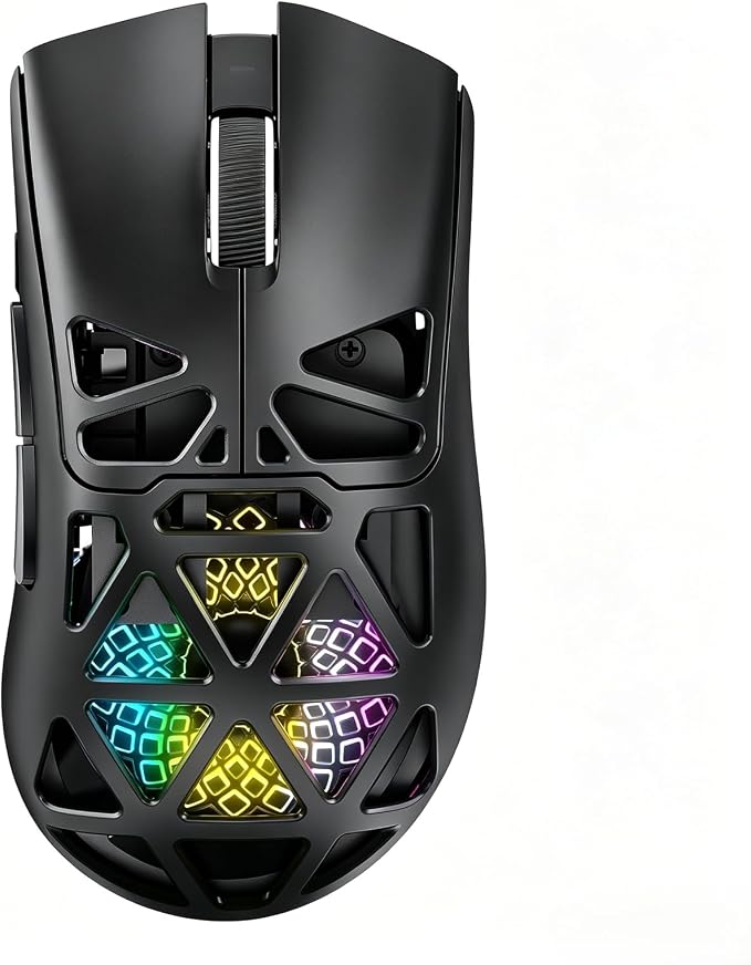 G11 Lightweight Wireless Gaming Mouse for FPS & Competitive Gaming, Tri-Mode Bluetooth 5.1/2.4GHz/USB-C, 22000 DPI RGB Mouse with Programmable Buttons for PC, Laptop & Mac (Black) by NSYCA