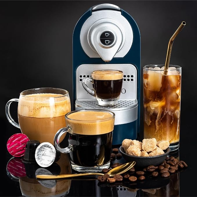 Mixpresso Espresso Machine, Compatible with Nespresso OriginalLine Capsules | 1400W single serve coffee maker with one-touch operation, 19-bar Italian pump and 27oz water tank, blue - Image 7