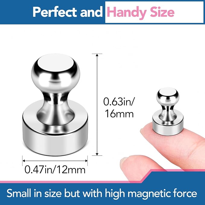 LOVIMAG Fridge Magnets 28Pcs, Magnet for Refrigerator Whiteboard, Silver | Small Strong Neodymium Metal Cute Push Pin for Classroom, Kitchen, Accessories Decorative, Office, Calendar - Image 3