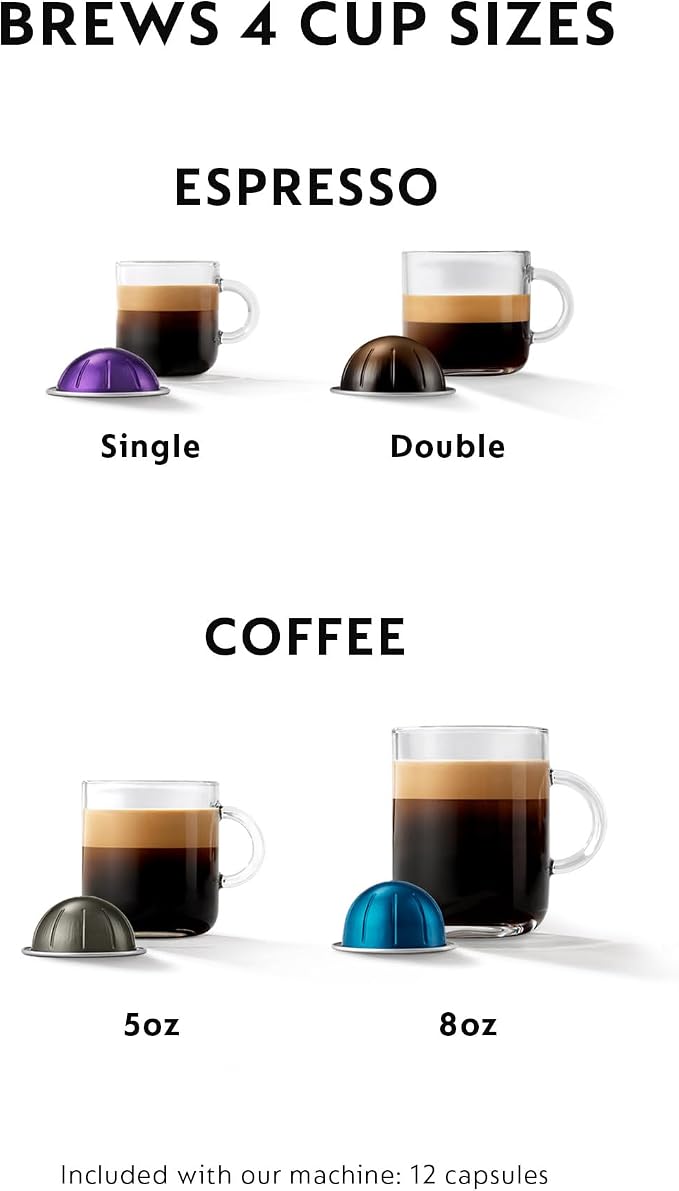 Nespresso Vertuo Coffee and Espresso Maker by Breville, Chrome with Aeroccino Milk Frother - Image 4