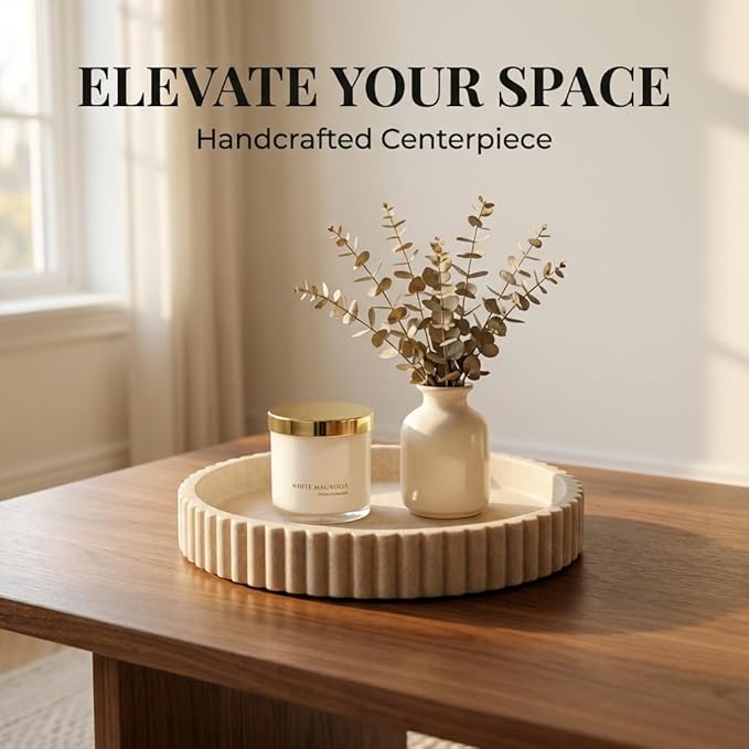 OAKOA Decorative Tray for Decor - Coffee Table Tray for Living Room - Round Tray for Home Decor - Coffee Table Decor Centerpiece - Modern Minimalist Centerpiece - Image 6