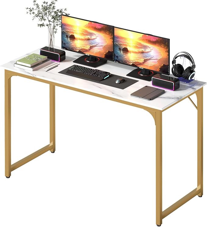 BestOffice Computer Desk,Home Office Desk, Modern Simple Style for Home Office Study Writing (Gold, 47 Inch) by BestOffice