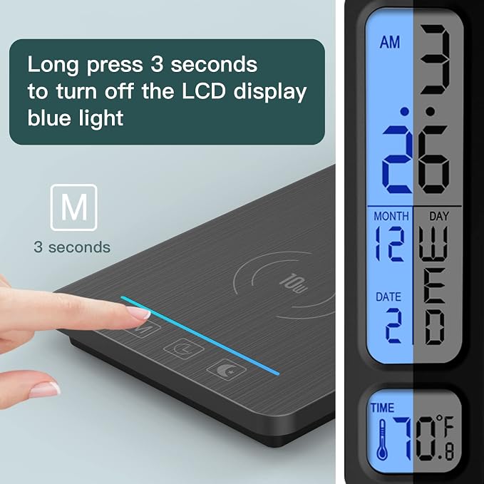 LAOPAO LED Desk Lamp with Wireless Charger: Desk Lamps for Home Office Bedroom, 5 Color Modes & Brightness Dimmable, 2 Night Light - Image 8