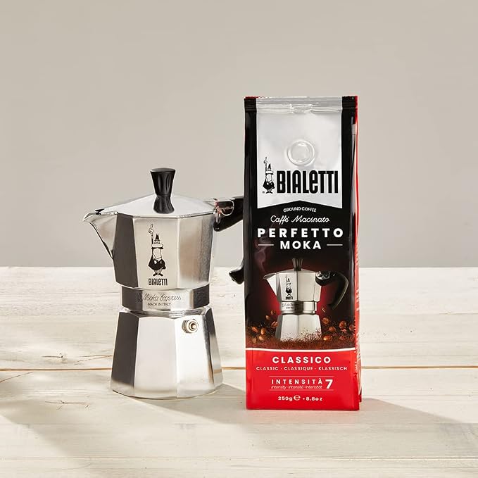 Bialetti 6 Cup Moka Pot and Coffee Ground Bundle 8.8oz Bag with Medium Roast Italian Ground Blend - Stovetop Espresso Maker Morning Brew Barista Style Café Home Brewing Daily Use Kitchen Appliance Set - Image 2