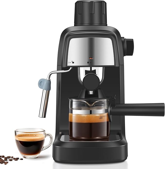 Reemix Espresso Machine 3.5 Bar, 800W Compact Size Coffee Maker | with Steam Wand, 4 Cups Cappuccino & Latte Machine for Home and Office by Reemix