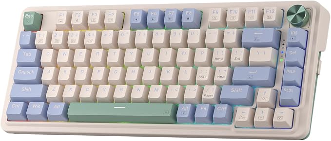 Redragon K673 PRO Wireless 81-Key RGB Gasket Gaming Keyboard, Scroll Knob | Multi-Function Control Wheel, 0-Delay Tri-Mode, Cushioned 5-Layer Noise Dampening for Creamy Thocky Sound, Compact 80% Size by REDRAGON