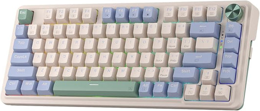 Redragon K673 PRO Wireless 81-Key RGB Gasket Gaming Keyboard, Scroll Knob | Multi-Function Control Wheel, 0-Delay Tri-Mode, Cushioned 5-Layer Noise Dampening for Creamy Thocky Sound, Compact 80% Size by REDRAGON