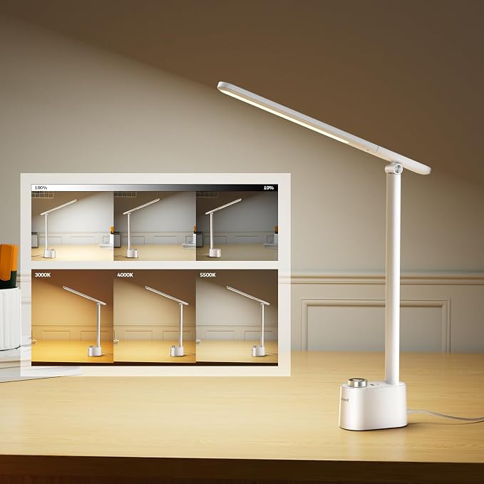 Honeywell H01 Pro Sunturalux Compact LED Desk Lamp Full Spectrum | CRI≥95, Low Blue Light, Flicker-Free, 3000K-5500K, Small Desk Light for Working, Study, White - Image 4