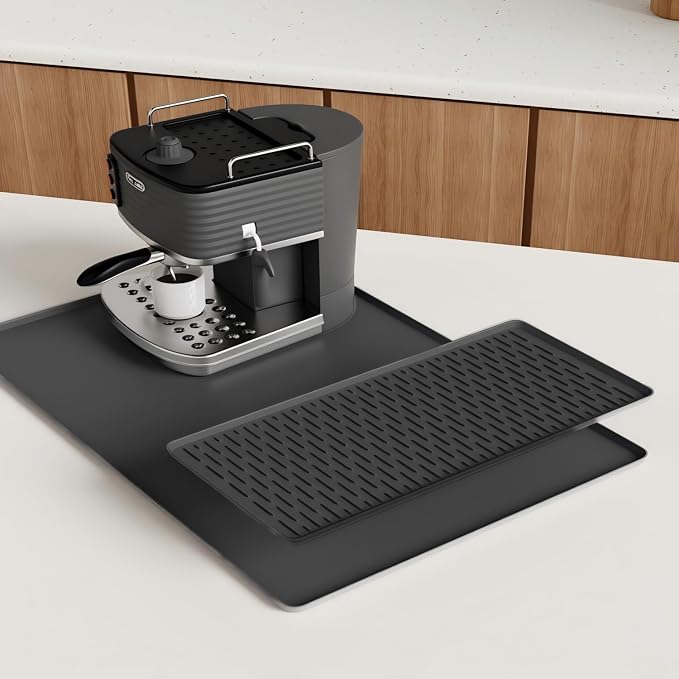 Coffee Mat, Dish Drying Mat 2 in1 Coffee Maker Mat for Kitchen Counter, 16"x24" Silicone Bar Pad, Anti-Slip, Heat Resistant Drip Pad for Espresso Machines, Dinner Plates, Ice Cream Machines - Image 8