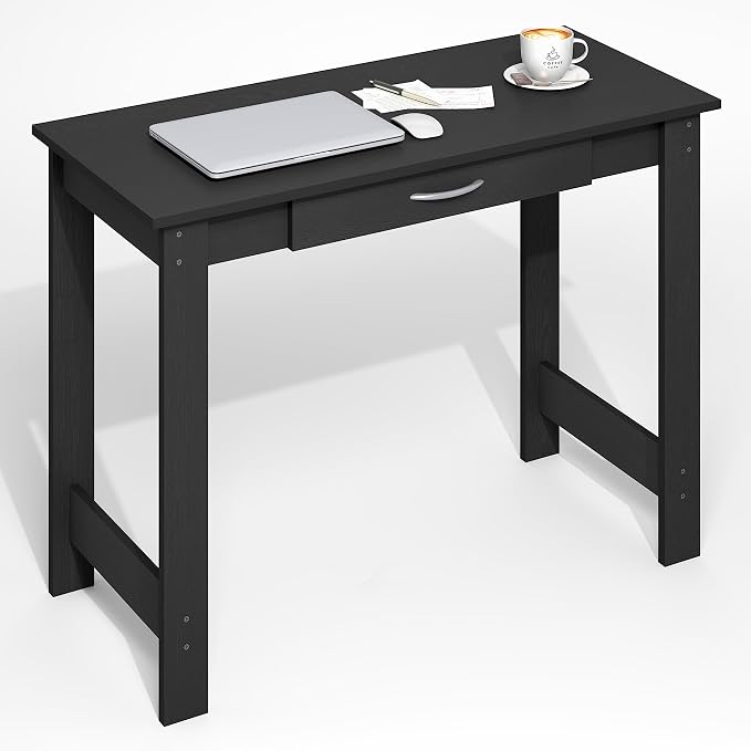 Furinno Jaya Desk, 39.2 Wide Computer Desk with Drawer, Darkwood | Office Desk, Writing Desk, for Home Office, Bedroom, Living Room - Image 3