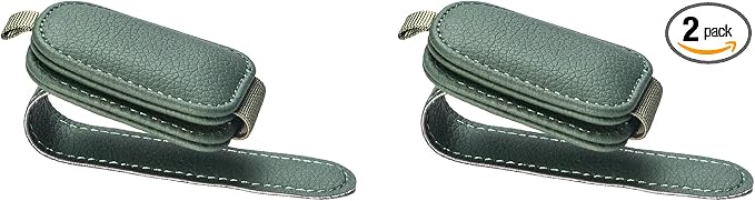 Yuoyar Magnetic Leather Sunglasses Holder for Car, 2 Packs (Green) | Magnetic Car Visor Accessories by YUOYAR