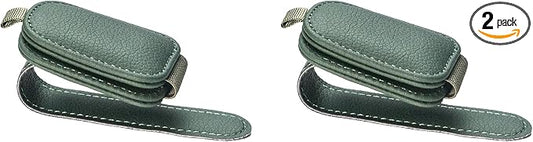 Yuoyar Magnetic Leather Sunglasses Holder for Car, 2 Packs (Green) | Magnetic Car Visor Accessories by YUOYAR