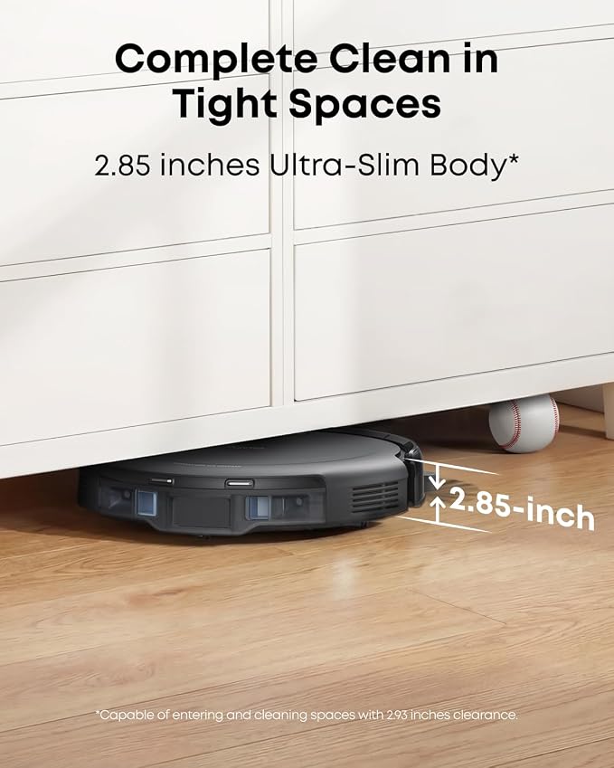 eufy C10 Robot Vacuum Self Emptying, 8 Weeks Hands Free, 2.85-Inch Slim | Advanced Smart Mapping with LiDAR Navigation, Powerful Suction, Edge Expansion Brush for Pet Hair, Carpet Detection - Image 5