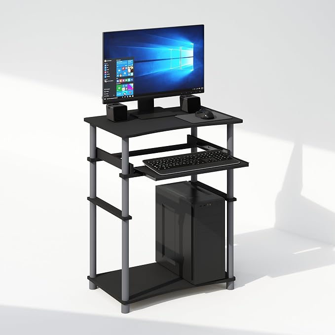 Furinno Home Desk, 23.6" Wide Gaming Desk with Keyboard Tray, Computer Desk, Office Writing Desk for Home Office, Bedroom, Black - Image 3