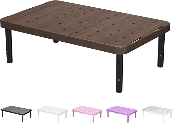 WALI Plastic Computer Monitor Stand for Desk, Adjustable Laptop Riser, Desk Monitor Stand Underneath Storage for Office, Home, School Supplies (PTT001-C), 1 Pack, Brown by WALI