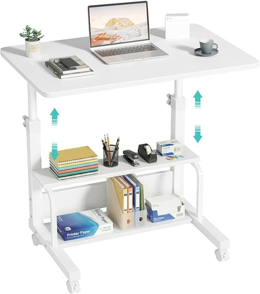 WINAZ Small Portable Laptop Rolling Desk - 32" Mobile Kids Desk with Wheels for Small Spaces, White，31.5" by Unknown