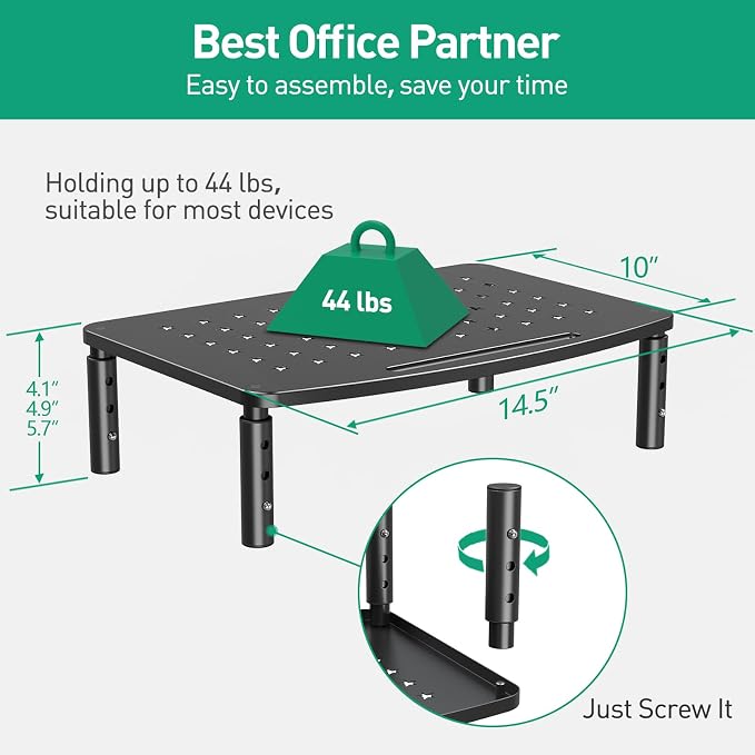 Zimilar 2 Pack Monitor Stands Risers, 3 Height Adjustable Monitor Riser | for Laptop, Printer, iMac, PC, Premium Metal Monitor Stand Riser for 2 Monitors - Image 6