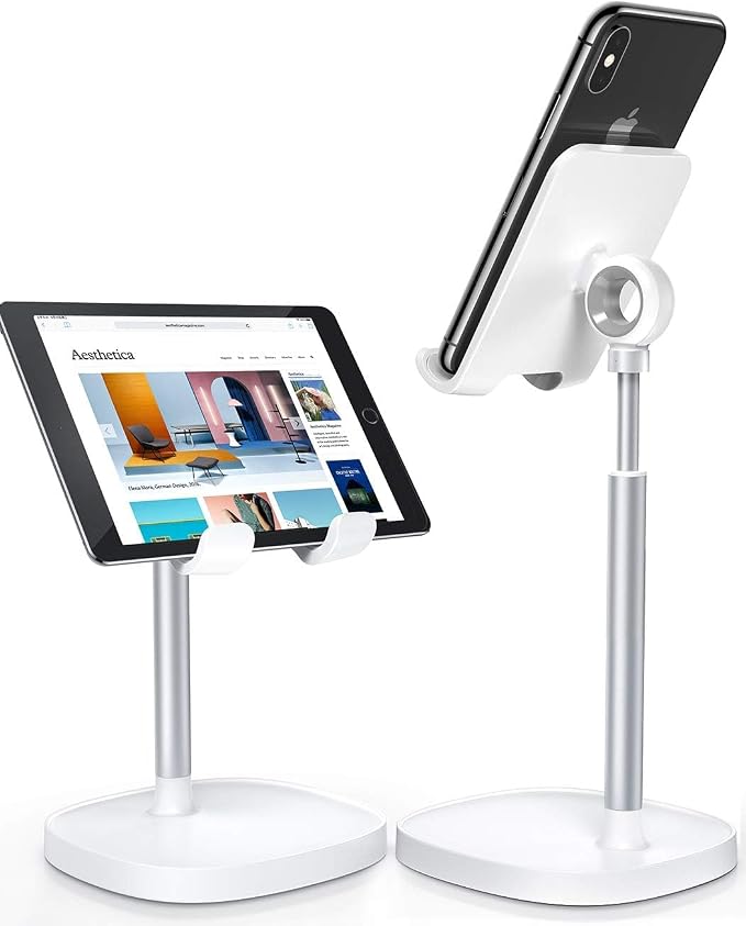 LISEN Cell Phone Stand Phone Holder for Desk, Gaming for Nintendo Switch | Phone Stand White, Adjustable Phone Stand for Desk, Phone Stand, iPhone Stand Compatible with Switch iPad, 4-10 in Devices by Lisen