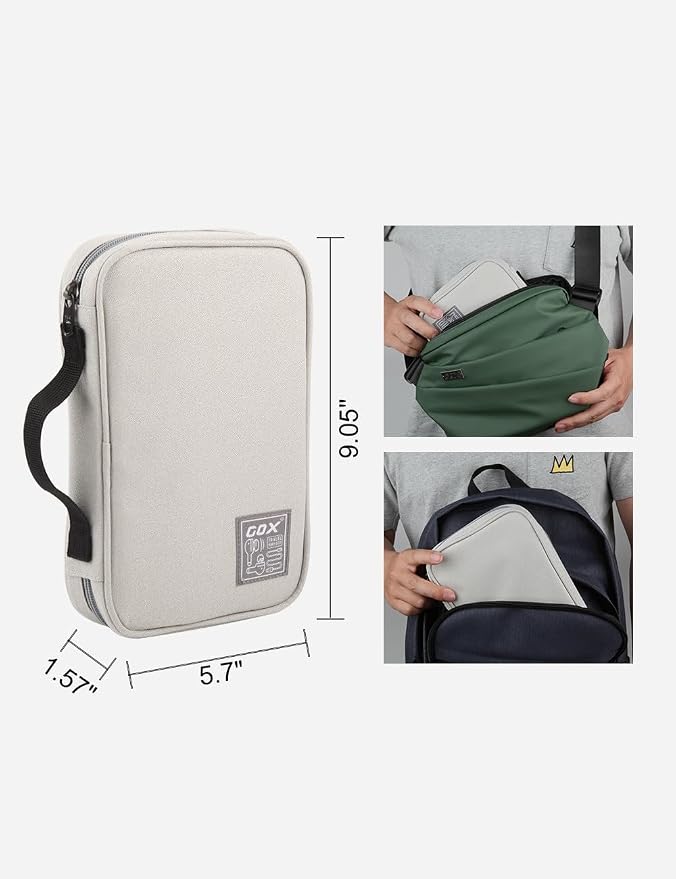 GOX Cable Organizer Pouch – Case for Chargers and Cords, Cord Organizer Travel Black, Small Cable Organizer Bag for Earbuds & Tech Accessories(BEIGE-Large) - Image 4