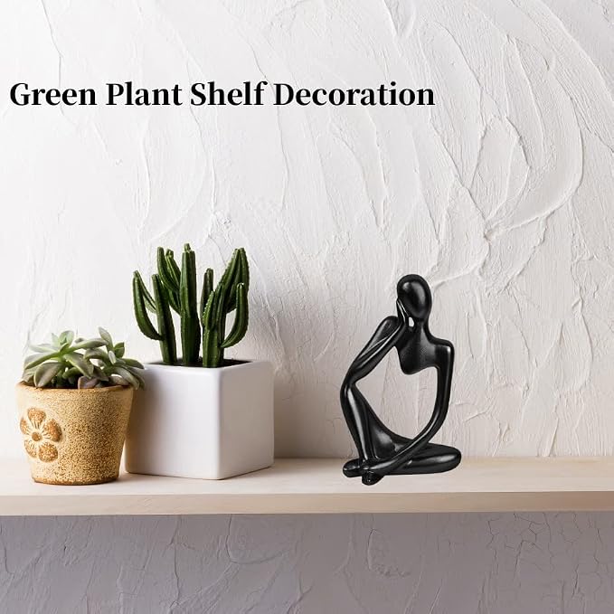 Prettidecor Home Decor Thinker Statue Accents, Set of 3 Thinker Sculptures Office Decor Modern Abstract Resin Decoration on Shelf Table Desk for Living Room Office Bedroom (Black, Large) - Image 5