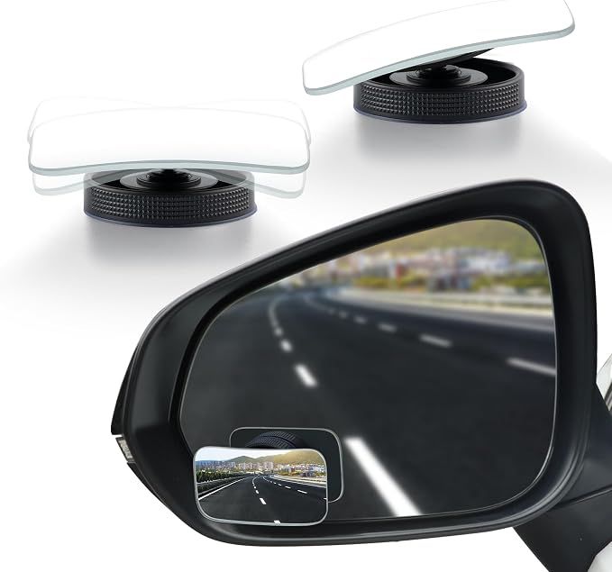 LivTee Blind Spot Car Mirror, Rectangular HD Glass Frameless Convex Side Mirror Blindspot, Reusable 360° Wide Angle Rear View Car Mirrors with Powerful Adjustable Suction Cup - Exterior Mirrors by LivTee