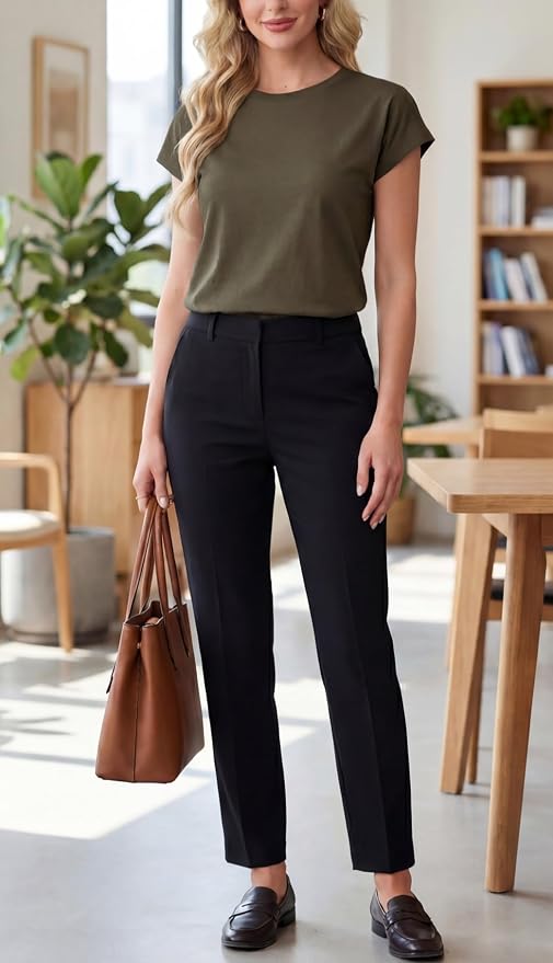 GRECERELLE Womens Summer Tops Cap Sleeve Crew Neck Basic T-Shirt | Everyday Casual Wear, Layering Friendly, Wrinkle-Resistant, Business Casual Ready, Lightweight & Packable, Capsule Wardrobe - Image 6