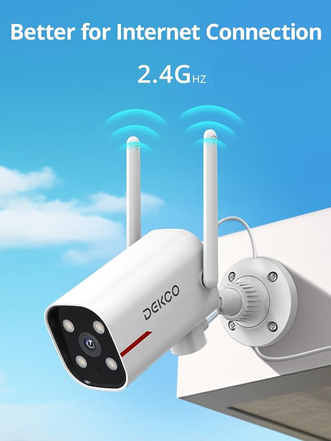 DEKCO 4 Pack Wired Home Camera Outdoor with 2K Color Night Vision, Pan Rotating 180° Security Cameras Support 24/7 Recording, 2.4GHz WiFi, AI Human Auto Tracking, Work with Alexa/Google Assistant - Image 8