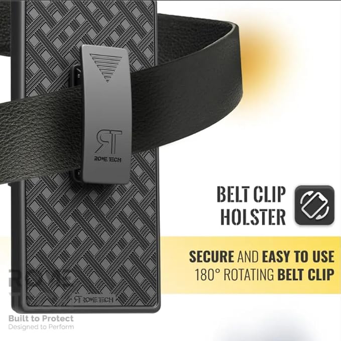 Designed for Samsung Galaxy S24 Ultra Case with Belt Clip Holster | Rugged Holster & Protective Phone Case Combo with Anti-Slip Texture - Black - Image 3