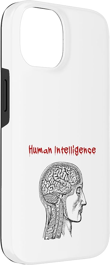 Human Intelligence (Anti Ai Statement & Head Graphic) Case for iPhone 14 - Image 3