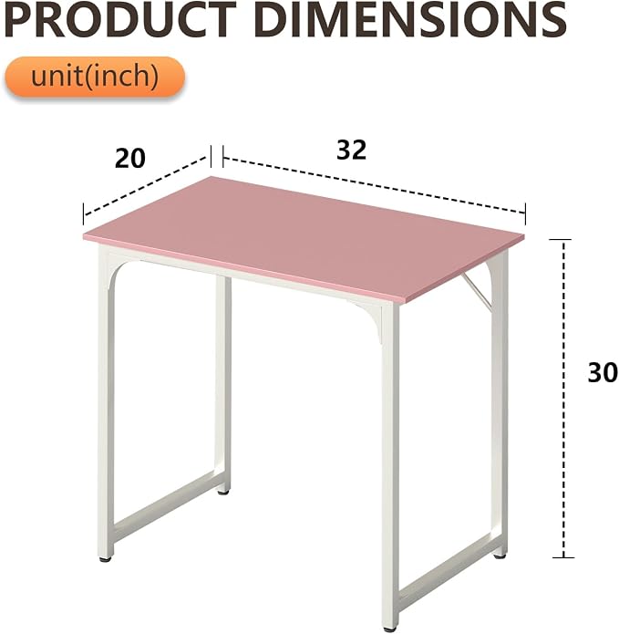 BestOffice Computer Desk,Home Office Desk, Modern Simple Style for Home Office Study Writing (Pink, 32 Inch) - Image 3