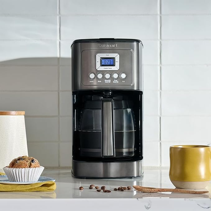 Cuisinart 14-Cup Coffee Maker, Programmable PerfecTemp Glass Carafe Coffee Machine with 1-4 Cup Setting, Brew Strength Control and Pause, Stainless Steel, DCC-3200BKSNAS, Black | 14-Cup Glass Carafe, Perfectemp Heating, 24-Hour Programmability, Brew St... - Image 2