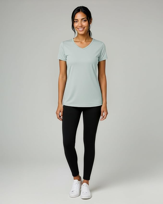 5 Pack Women's Dry Fit V Neck Workout Tops T Shirts Athletic Gym Yoga Tees | Available In Plus Size, Cooling Moisture-Wicking, Short Sleeve, Quick-Dry, Fitness, Stretch, Exercise, Running, Hiking - Image 7