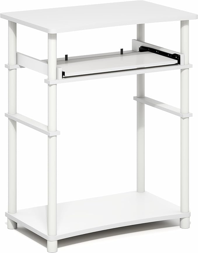 Furinno Home Desk, 23.6 Wide Gaming Desk with Keyboard Tray, Open Shelf Laptop Notebook Computer Desk, Office Desk for Home Office, Study Room, Dorm, Bedroom, White - Image 7