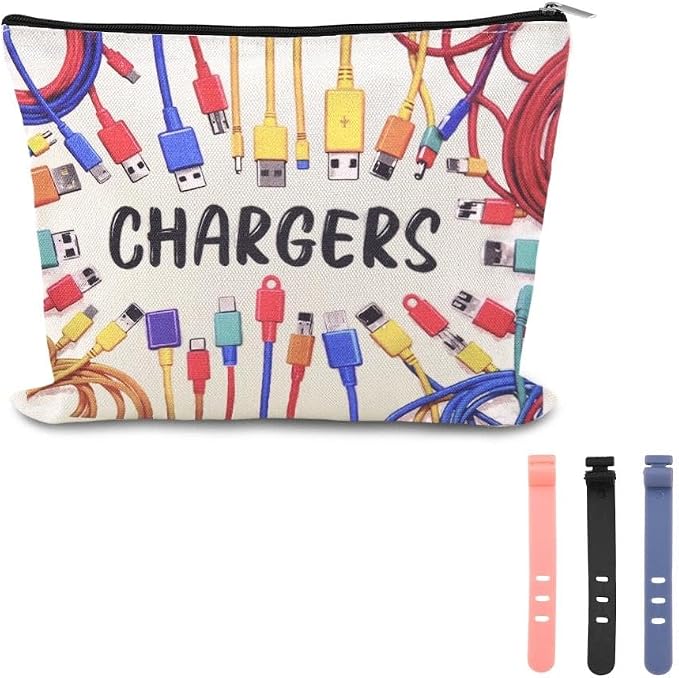 Charging Stuff Travel Bag Pouch Small Charger Cable Organizer Storage Case Ties Portable Earphone Holder Bag Charger Gift Bags Usb Cable Pouches Elastic Silicone Straps for Electronics Data Cord Wrap by YangQian