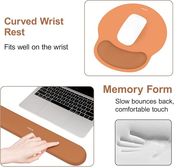 MOSISO Wrist Rest Support for Mouse Pad&Keyboard Set, Cosmic Orange | Circle Curved Ergonomic Mousepad Non-Slip Base Home/Office Pain Relief&Easy Typing Pad with Soft Cloth&Silicone Lining - Image 5