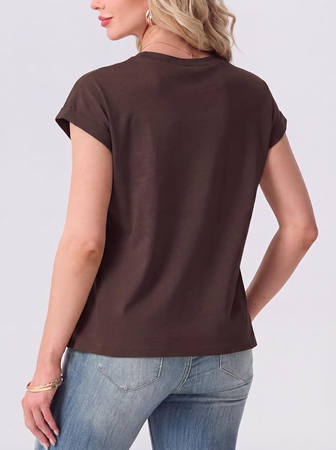 GRECERELLE Womens Summer Tops Cap Sleeve Crew Neck Basic T-Shirt | Everyday Casual Wear, Layering Friendly, Wrinkle-Resistant, Business Casual Ready, Lightweight & Packable, Capsule Wardrobe - Image 7