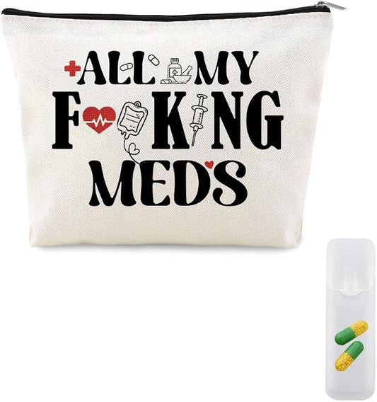 Medicine Storage Organizer Pouch Bag Travel Medication Bag Funny Pharmacist Gifts Physician Assistant Make Up Bags Family Nurse Practitioner Day Gifts for Women Men Cosmetic and Pill Bags Doctor Pouch by YangQian