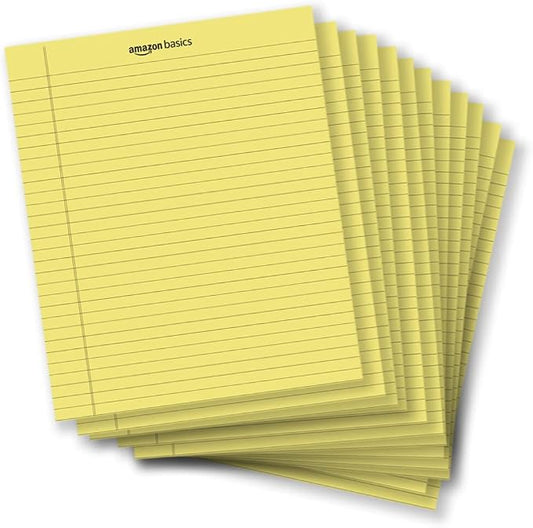 Amazon Basics Legal/Wide Ruled 8.5 x 11.75 inch Legal Pad, Canary, 72 Count (Pack of 12), 50 sheets per pad, 6 packs per carton by AmazonBasics