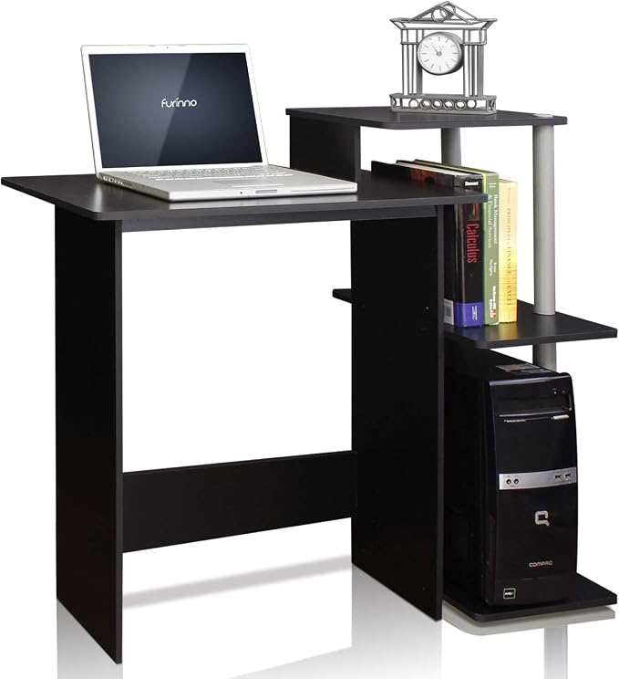 Furinno EFFICIENT Desk, 28.6" Wide Gaming Desk with 3 Open Side Shelves, Laptop Notebook Computer Desk, Office Desk for Home Office, Study Room, Dorm, Bedroom, Solid Black - Image 7