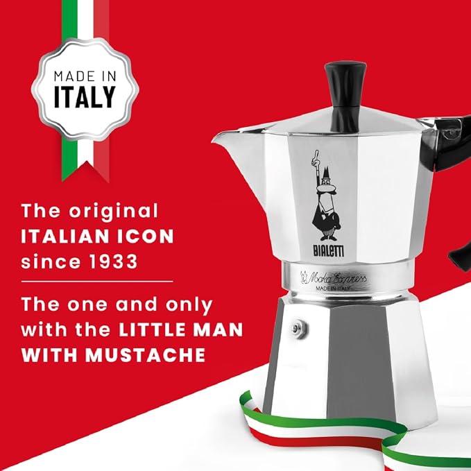 Bialetti - Moka Espress: Iconic Stovetop Espresso Maker, Makes Real Italian Coffee, Moka Pot 6 Cups (6 Oz), Aluminium, Silver - Image 7
