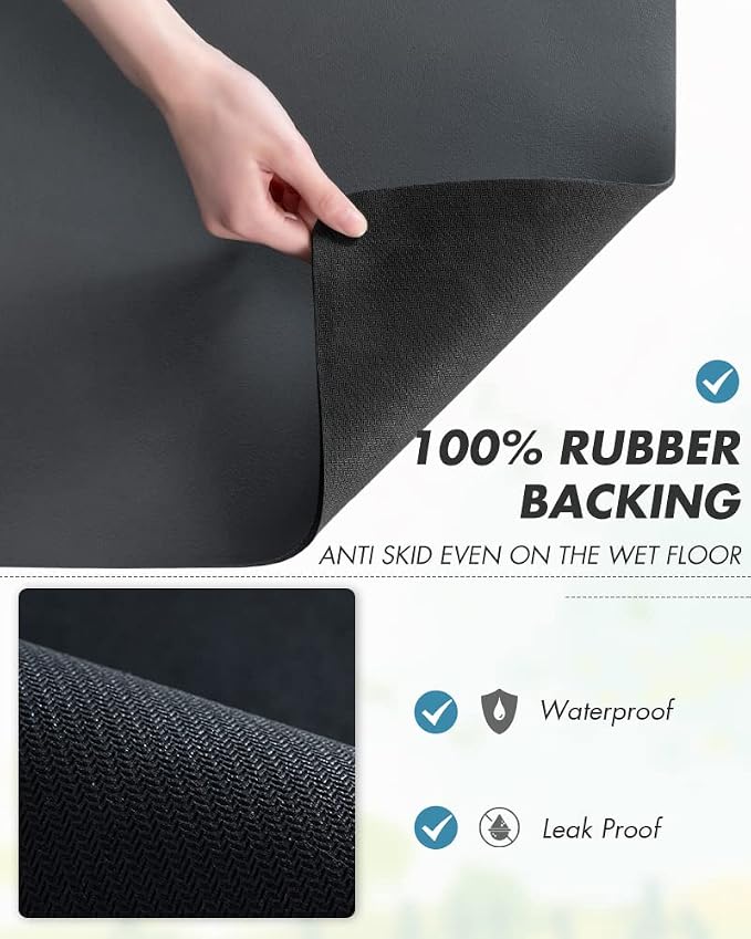 AMOAMI Coffee Mat Dish Drying Mat for Kitchen Counter-Bar Accessories, Hide Stain, Rubber Backed, Absorbent, Fit Under Coffee Maker, Espresso Machine, Pot, Dish Rack, 12"x19", Dark Grey - Image 5