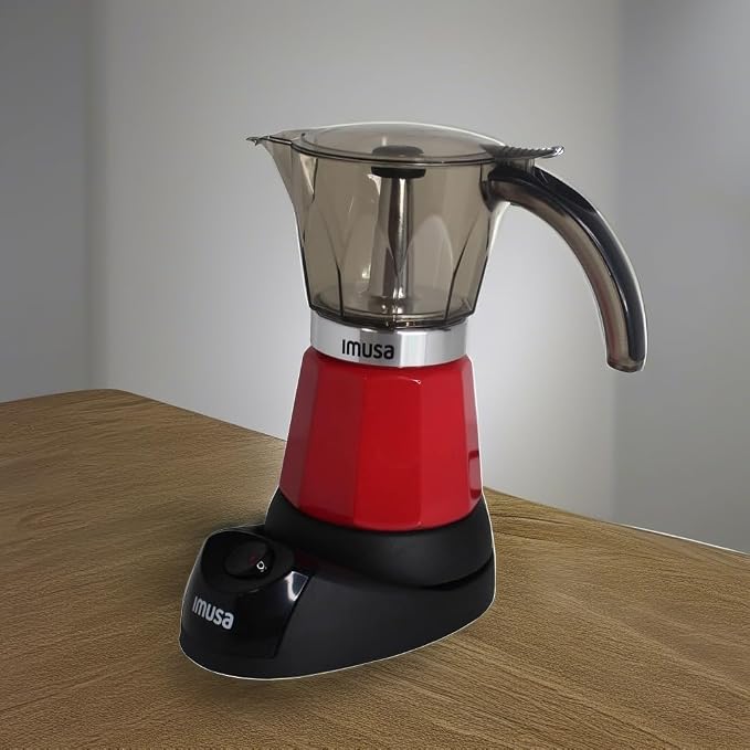 IMUSA 6 or 3 Cup Electric Espresso Coffee Maker with Cool-touch Handle, Red | Detachable Base, Visual Brewing Indicator, Durable Aluminum Construction, Ideal for Cuban and Italian Coffee - Image 6