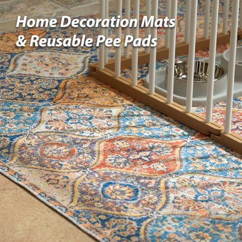 nunubaby Washable Pee Pads for Dogs, Stylish, Non-Slip and Leak-Proof Pee Pads. Reusable Potty Pads for Dogs for Crates and Floors.(Beige/Multi, 24" x36" ) - Image 2
