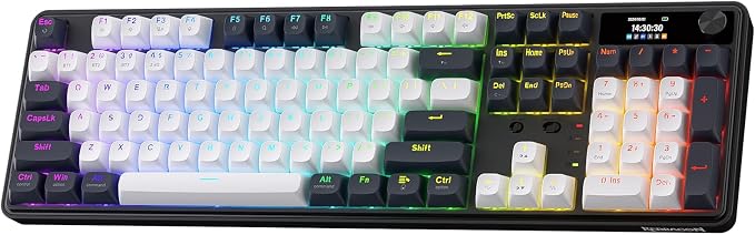 Redragon K761 PRO Wireless 104-Key Gasket Gaming Keyboard, Screen & Knob | Easy-Control LED Info Display, 0-Delay Tri-Mode, Cushioned 5-Layer Noise Dampening for Creamy Thocky Sound, Standard 104 keys by REDRAGON
