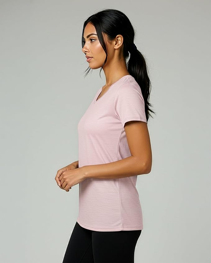 5 Pack Women's Dry Fit V Neck Workout Tops T Shirts Athletic Gym Yoga Tees | Available In Plus Size, Cooling Moisture-Wicking, Short Sleeve, Quick-Dry, Fitness, Stretch, Exercise, Running, Hiking - Image 8