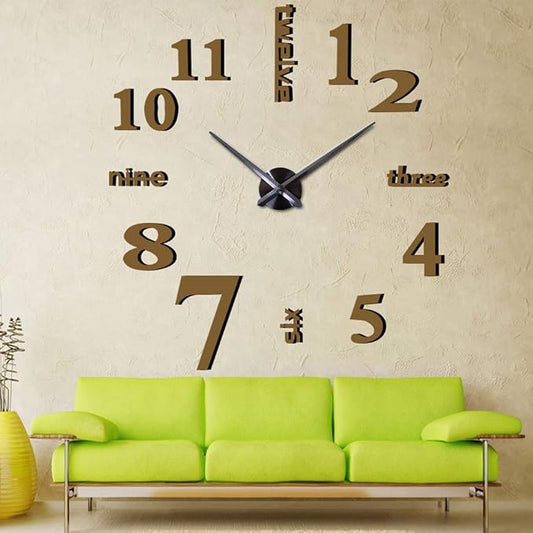 FASHION in THE CITY New 3D DIY Mirror Surface Wall Clocks Modern Design Living Room Decorative Wall Watches … (Coffee) by FASHIONinTHECITY