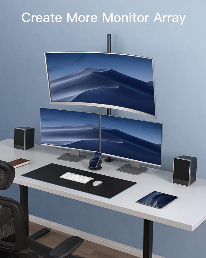 HUANUO Single Monitor Arm with 39 inch Extra-Tall Pole, Adjustable Computer Desk Mount for 13–32 inch Screens and up to 38 inch Ultrawide Screens, Hold 22 lbs, Monitor Stand with C-Clamp & Grommt Base - Image 7