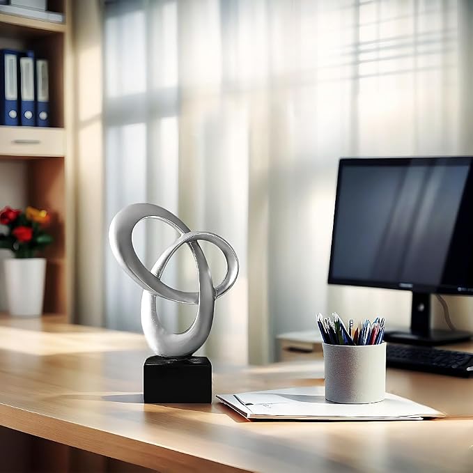 Dosker Abstract Sculpture Knot Decor Mobius Stripe Statue (Silver) | Modern Sculpture for Home Decor,Coffee Table Decor for Living Room,Office - Image 5