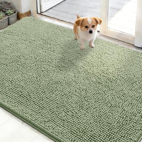 OLANLY Dog Door Mat for Muddy Paws 50x30, Super Absorbent Chenille Mud Mat by OLANLY