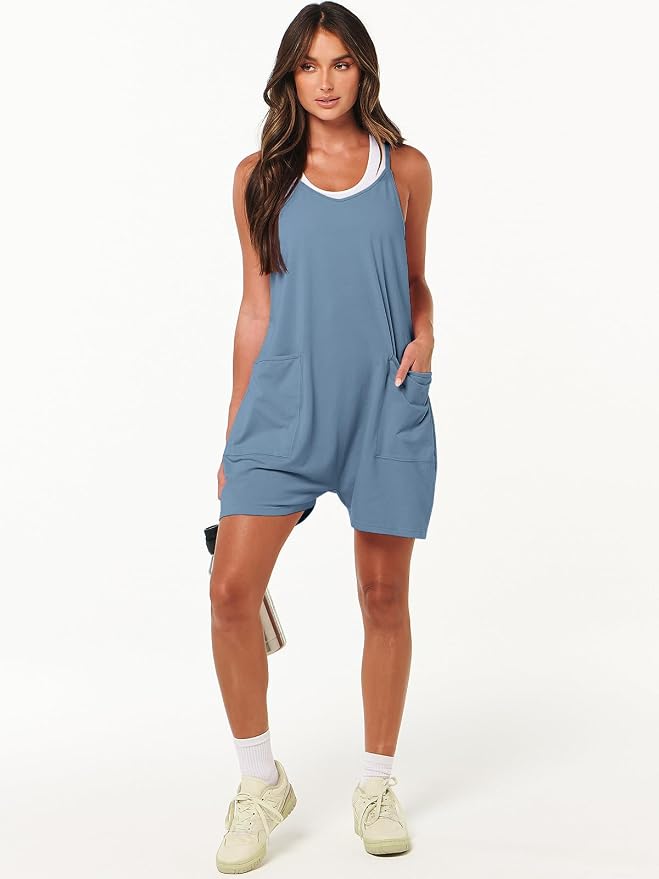 ANRABESS Womens Rompers Summer Casual Loose Sleeveless Overalls Spaghetti Strap Shorts Jumpsuit 2026 Beach Vacation Clothes - Image 7